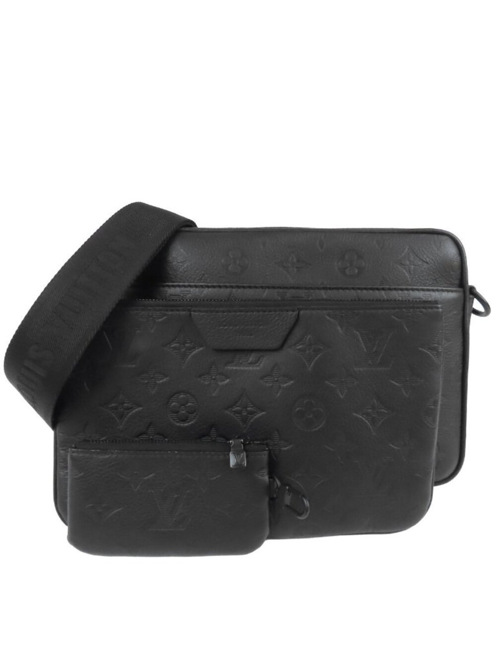 Louis Vuitton Trio Messenger Noir Black Monogram Shadow Shoulder Bag